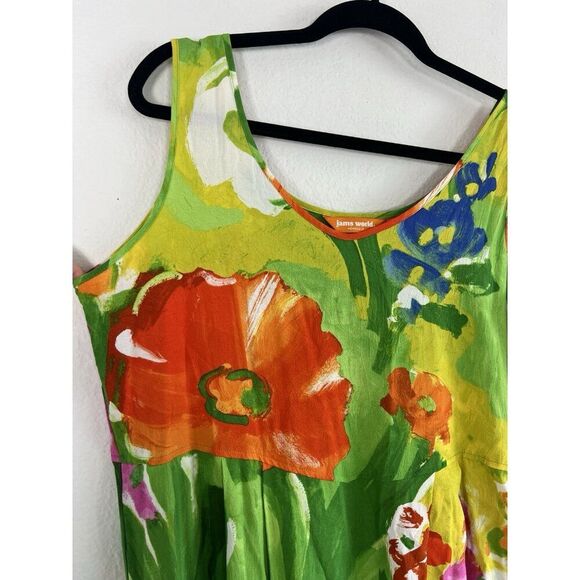 Jams World Janice Green Floral Midi Dress Valleyview Print Pockets Size Large - Picture 8 of 15